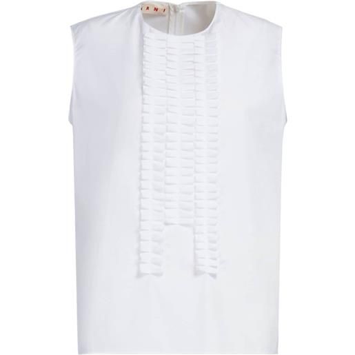 Marni camicia con pettorina plissettata - bianco