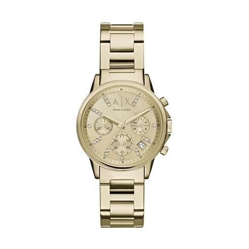 Armani Exchange orologio da donna con cronografo al quarzo, cassa in acciaio inossidabile da 36 mm e bracciale in acciaio inossidabile, ax4327