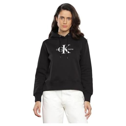 Calvin Klein Jeans archival monologo hoodie j20j221335 felpe con cappuccio, nero (ck black), xs donna