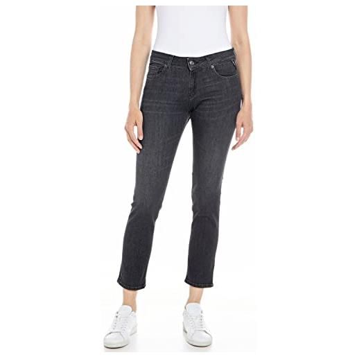 REPLAY jeans donna faaby slim fit in denim comfort, nero (black 098), w25 x l30