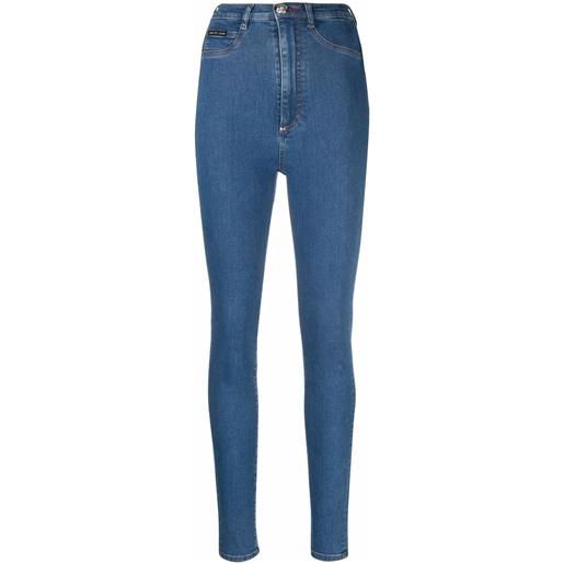 Philipp Plein jeans a vita alta - blu
