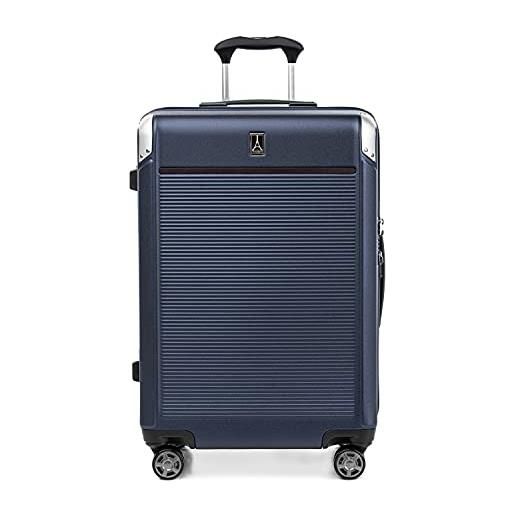 Travelpro platinum elite bagaglio da stiva espandibile con lato rigido, 8 ruote girevoli, lucchetto tsa, valigia rigida in policarbonato, blu navy, media a quadretti 64 cm