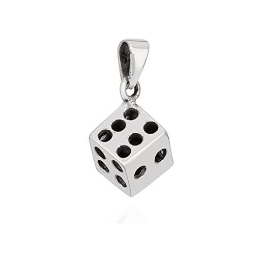 NKlaus catena ciondolo cubo argento 925 8x8mm gioco cubo amuleto argento ciondolo piccolo 10099