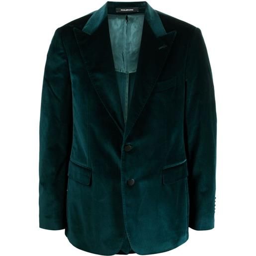 Tagliatore blazer monopetto con effetto velluto - verde