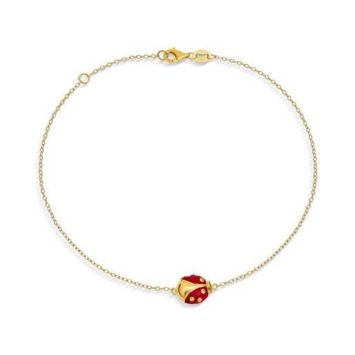 Bling Jewelry rosso coccinella giardino charm cavigliera link braccialetto per le donne 14k oro placcato. 925 argento sterling regolabile 9 a 10 pollici con estensore
