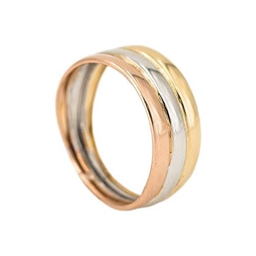Priority - anello in oro 18 k con oro giallo, oro bianco e oro rosa, anello da donna | anello con zirconi | anelli | anello da regalo | anello coppia | regalo e oro giallo, 14, cod. 66294-14