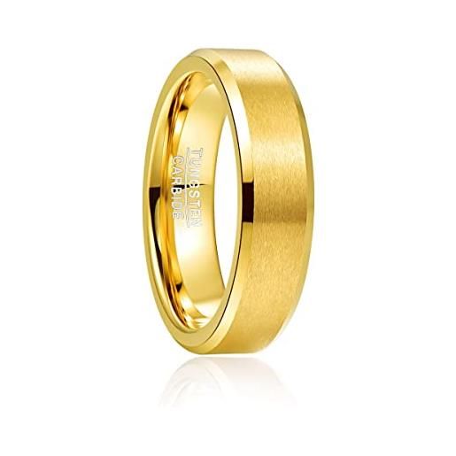 Phyonio 6mm anello di tungsteno placcato oro opaco finitura unisex snello di fidanzamento nozze signori signore taglia 20