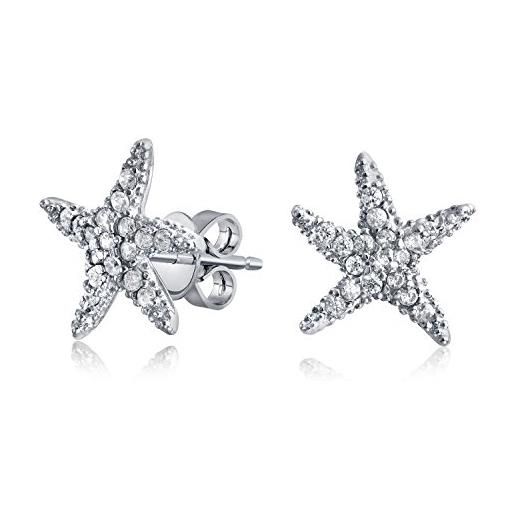 Bling Jewelry boucles d'oreilles étoile de mer en zircon cubique et pavé pour femmes en argent 925