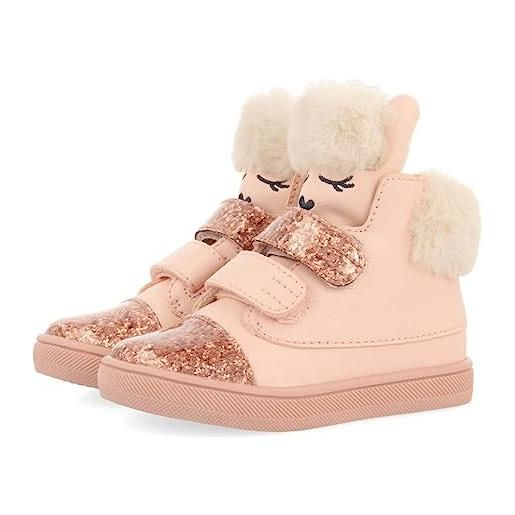 GIOSEPPO sneakers tipo stivaletto rosa con faccina di lama da bebè akaska