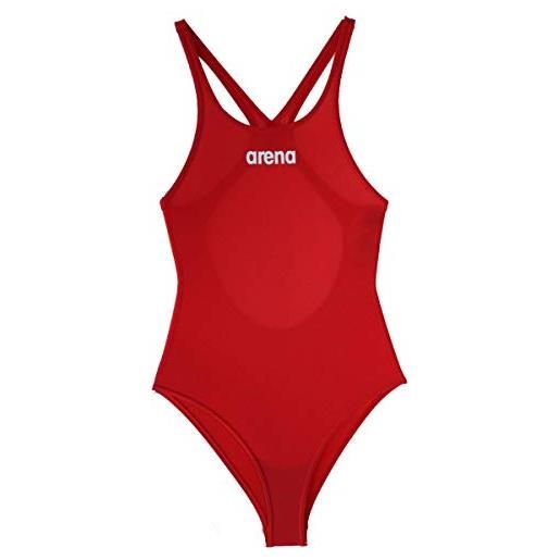 Arena g solid swim pro jr, costume sportivo bambina, rosso (red/white), 10-11 anni