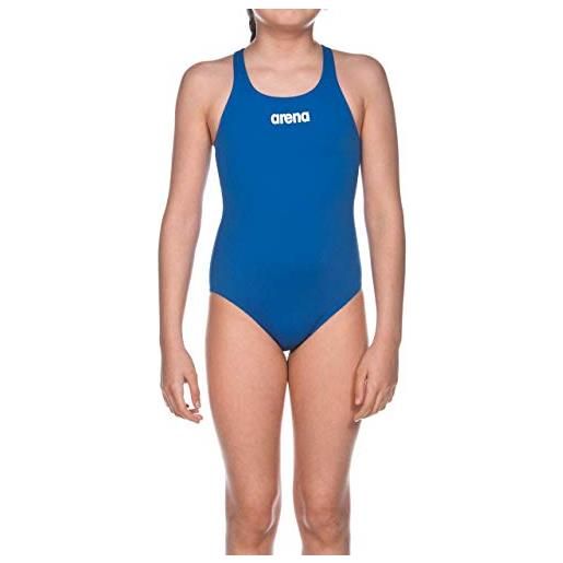 Arena g solid swim pro jr, costume sportivo bambina, blu (royal/white), 6-7 anni