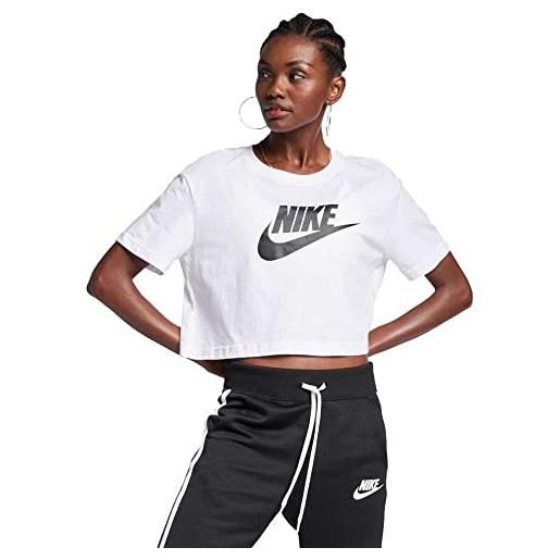 Nike w nsw tee essntl crp icn ftr, tshirt donna, white/black, xl