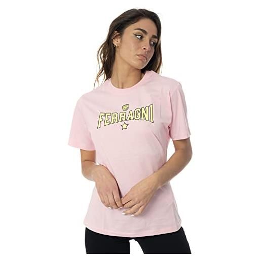 Ferragni chiara Ferragni t-shirt manica corta da donna marchio, modello Ferragni print 74cbht02cjt00, realizzato in cotone. Xs rosa