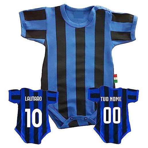 Arnetta body nero azzurro personalizzabile | abbigliamento neonato personalizzato con nome e numero preferito | ps 32768-6 mesi