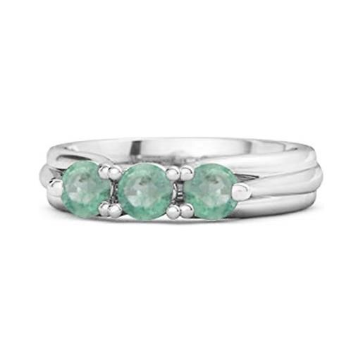 Shine Jewel anello promessa in argento sterling 925 con tre gemme di smeraldo naturale da 0,30 ct (white, 18)