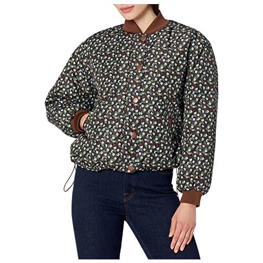 Amazon Essentials bomber corto imbottito in poliestere riciclato dalla vestibilità comoda (taglie forti disponibili) (in precedenza amazon aware) donna, marrone intenso grafica floreale, s