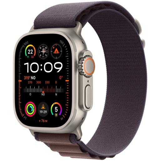 Apple watch ultra 2 gps + cellular, cassa 49m in titanio con indigo alpine loop - medium