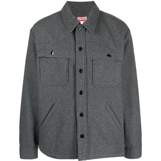 Kenzo giacca-camicia con tasche - grigio