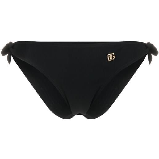 Dolce & Gabbana slip bikini con placca logo - nero