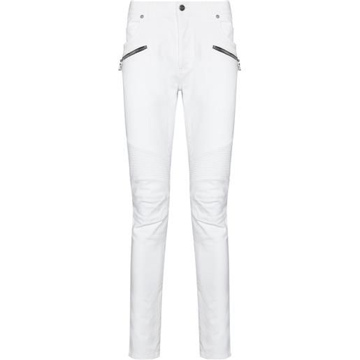 Balmain jeans skinny con zip - bianco