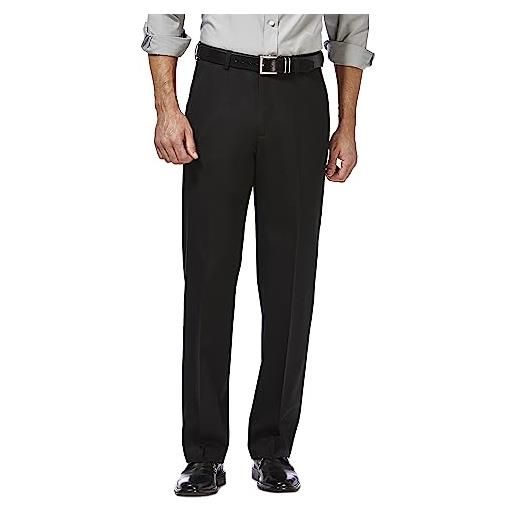 Haggar men's classic fit flat-front hidden expandable waistband premium no iron khaki, 34w x 34l - chocolate