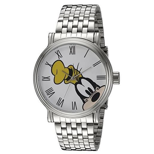 Disney goofy w002331 - orologio analogico al quarzo, da uomo, con display analogico, argento, argento, argento, bracciale