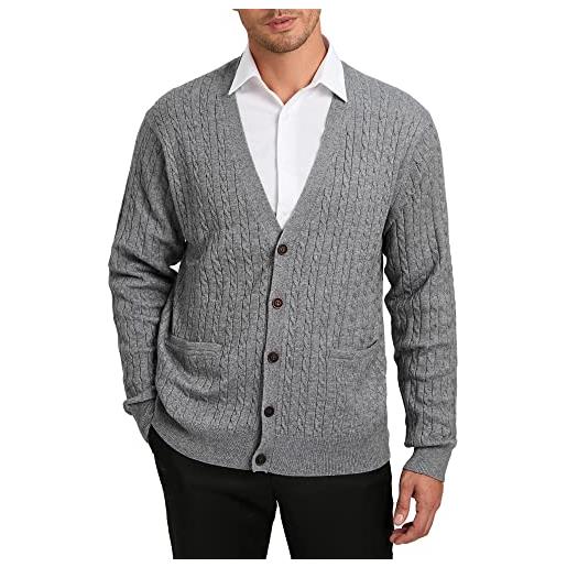 Kallspin maglione da uomo in misto lana con maglia a cavi e scollo a v(nero, m)