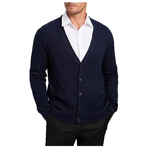 Kallspin maglione da uomo in misto lana con maglia a cavi e scollo a v(caffè, 3xl tall)