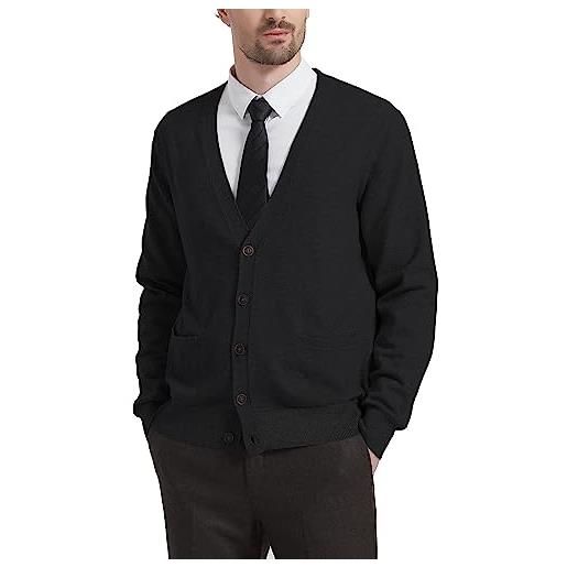 Kallspin maglione da uomo cardigan con scollo a v in lana(borgogna, 4xl)
