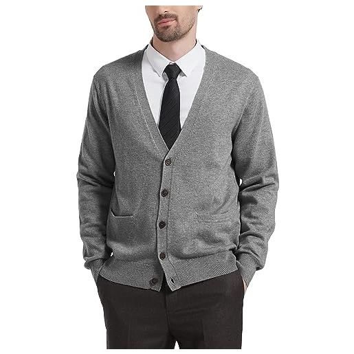 Kallspin maglione da uomo cardigan con scollo a v in lana(nero, xxl)