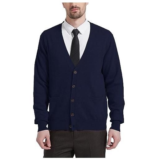 Kallspin maglione da uomo cardigan con scollo a v in lana(grigio chiaro, m)