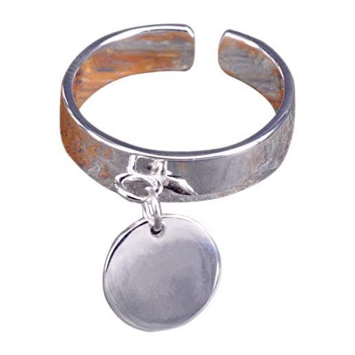 NicoWerk anello da donna in argento sterling 925, liscio, con ciondolo regolabile, aperto, sri401, argento sterling
