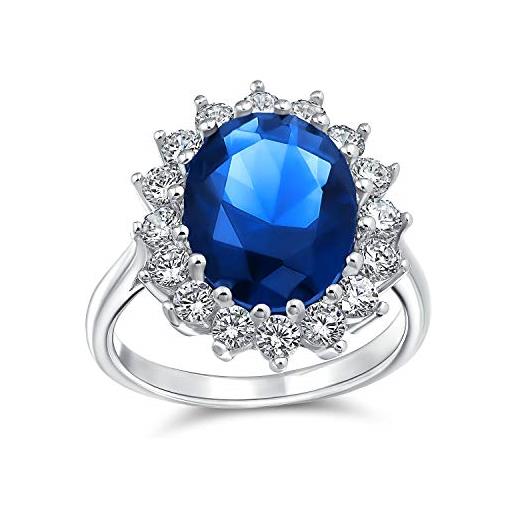 Bling Jewelry stile vintage cocktail statement 4ct royal blue cubic zirconia simulato aaa cz crown halo oval engagement ring per donne. 925 sterling silver