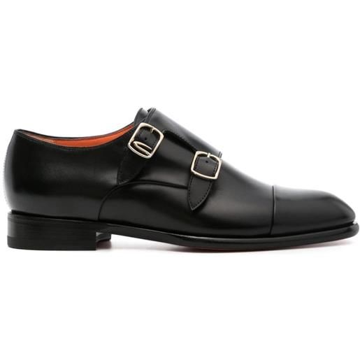 Santoni mocassini in pelle con placca logo - nero