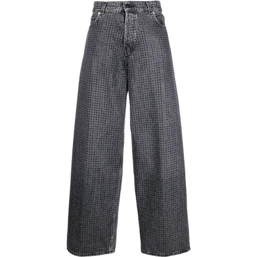 Haikure jeans bethany ampi con strass - grigio