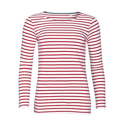 SOL'S sols - marine - maglietta maniche lunghe a righe - donna (xs) (bianco/rosso)
