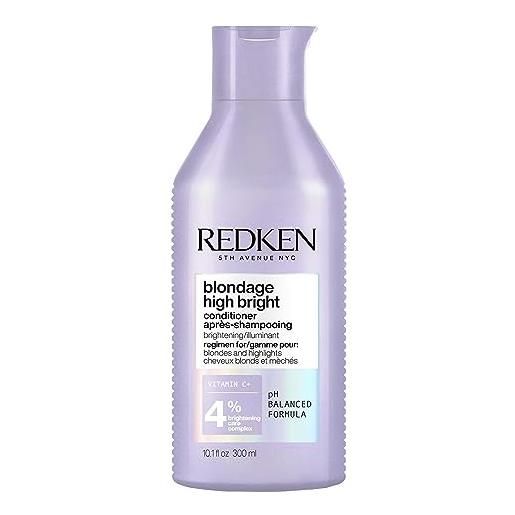 Redken balsamo, con vitamina c per capelli biondi, per un biondo luminoso e brillante, nutre e illumina la chioma, high bright, 300 ml