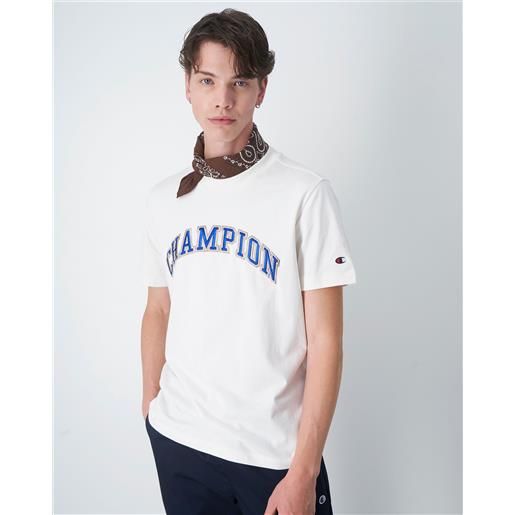 Champion bookstore t-shirt girocollo big logo bianco uomo