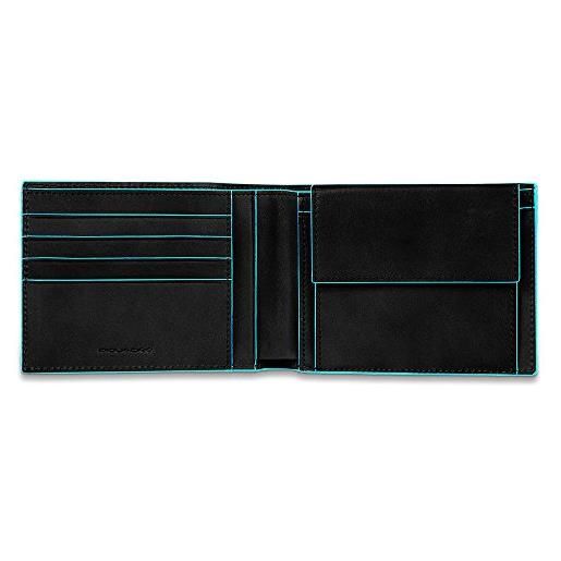 Piquadro blue square portamonete con 4 alloggiamenti per carte di credito, 12 cm, 0.43 litri, nero