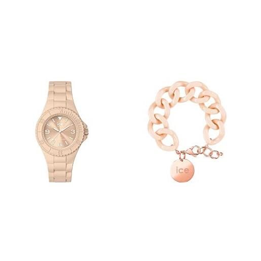 ICE-WATCH generation nude orologio rosa da donna con cinturino in silicone, 019149 (small) + - chain bracelet - nude - rose-gold - bracciale in maglia rosa xl da donna con medaglia d'oro rosa (020925)