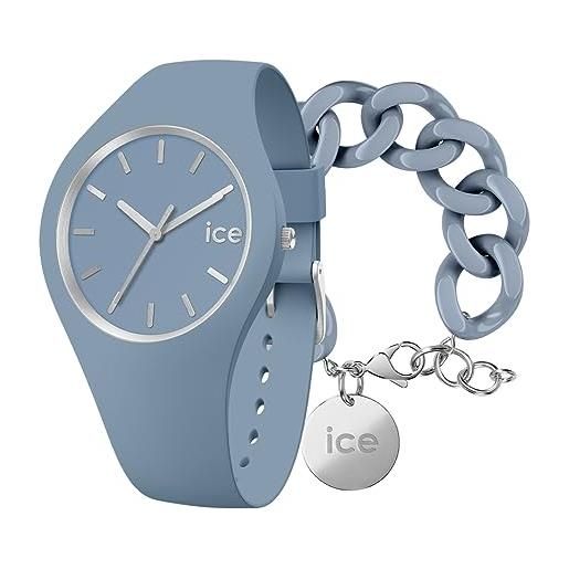 ICE-WATCH glam brushed artic blue orologio blu da donna con cinturino in silicone 020543 (medium) + ice - jewellery - artic blue - silver - bracciale in maglia blu xl, con medaglia d'argento (020918)