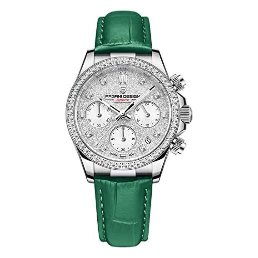 RollsTimi pagani design 2022 orologio da donna orologio da donna con diamanti in cristallo orologio da donna di lusso orologio semplice da donna orologio da polso impermeabile (verde)