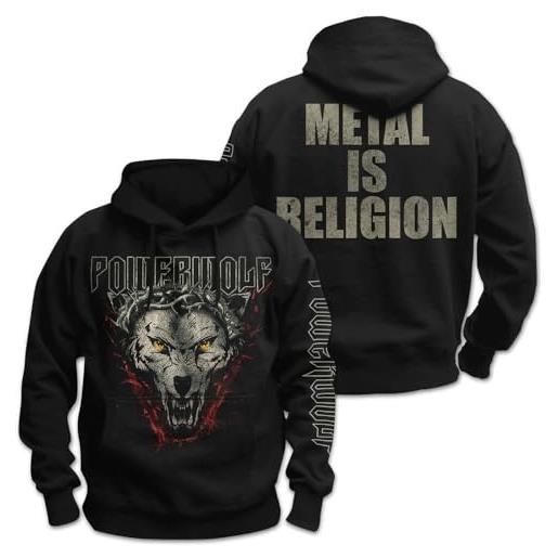 Powerwolf metal is religion uomo felpa con cappuccio nero l 80% cotone, 20% poliestere regular