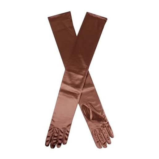 Dents, guanti da donna lunghi in raso da sera/sposa/opera, lunghi (10 colori) bronze etichettalia unica