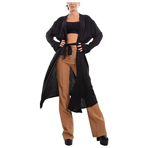 Toocool spolverino donna lungo elegante leggero maniche lunghe vb-5135 [taglia unica, nero]