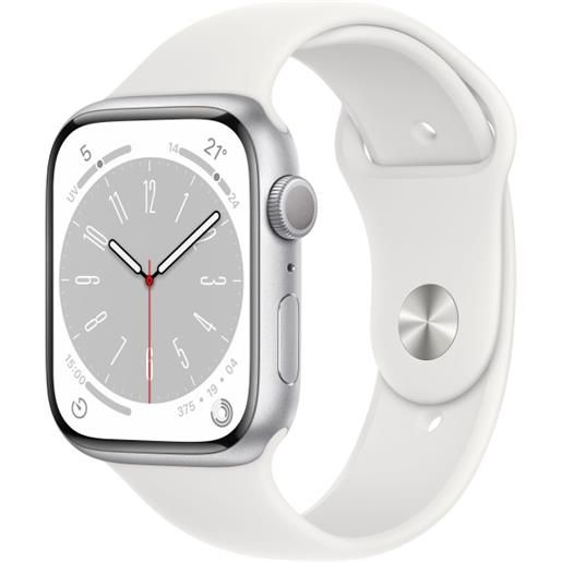 APPLE - IPHONE 2ND SOURCE apple watch series 8 gps 45mm cassa in alluminio color argento con cinturino sport band bianco - regular