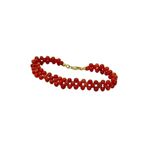 sicilia bedda - bracciale in corallo rosso del mediterraneo - argento 925 - prodotto realizzato a mano - idea regalo (perline di corallo)