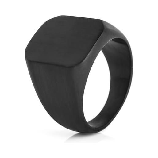 Akitsune iustitia anello | semplice disegno inossidabile degli uomini delle donne anello in acciaio minimalista - nero opaco - 11 us