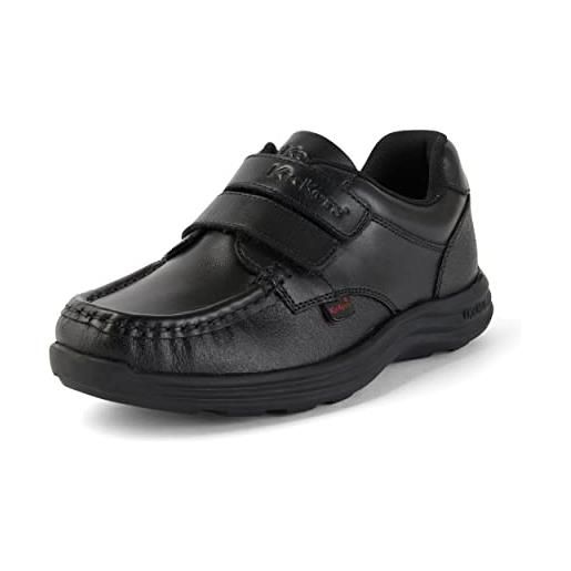 Kickers reasan twin velcro leather, scarpe stringate, black, 31 eu