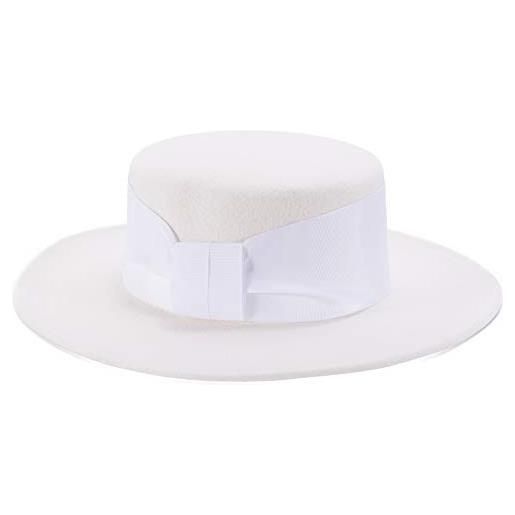 Lawliet bolero t405 - cappello da donna in feltro di lana bianco taglia unica